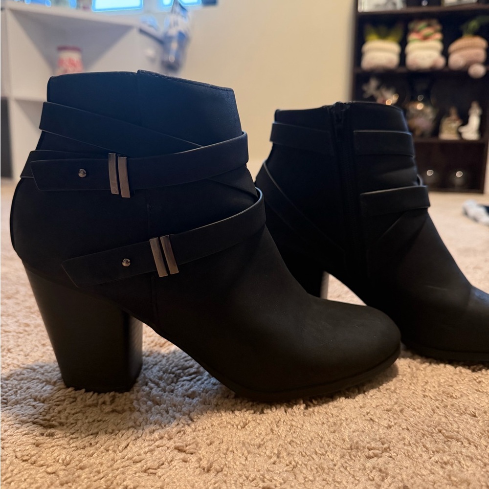 Charlotte Russe Black Ankle Booties with Strap Detail